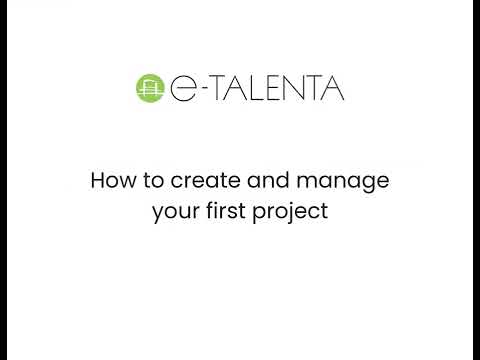 e-TALENTA tutorials - Chapter 1: Welcome and First Project