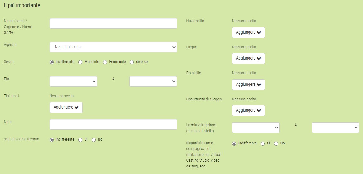Cercare attori su e-TALENTA