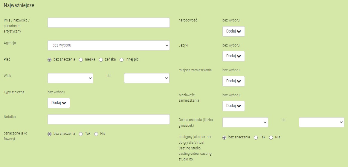 Search actors on e-TALENTA